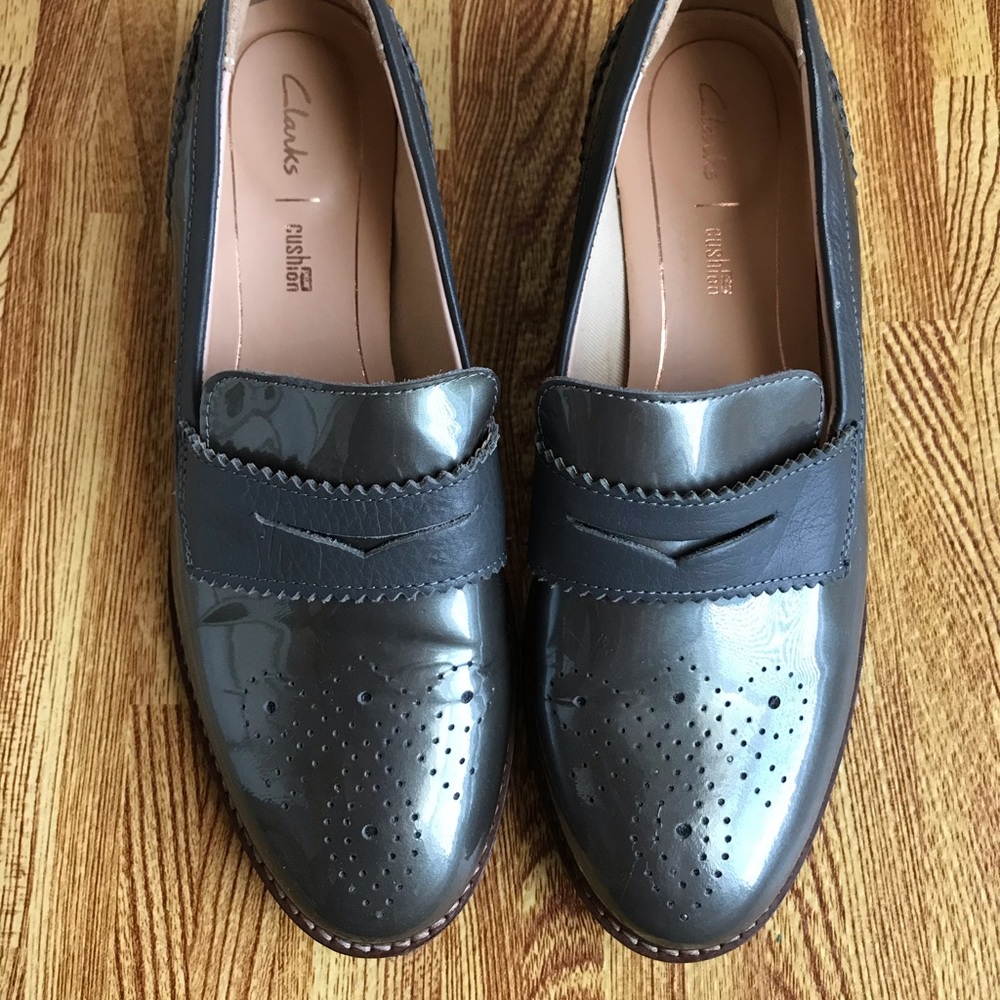 Clarks Ladies Netley Lola Grey Leather Slip On